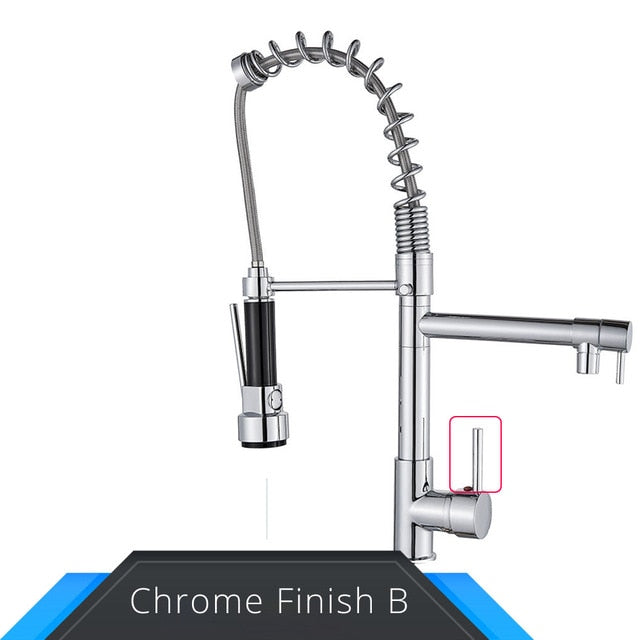 Black and Rose-Golden Spring Pull Down Kitchen Faucet
